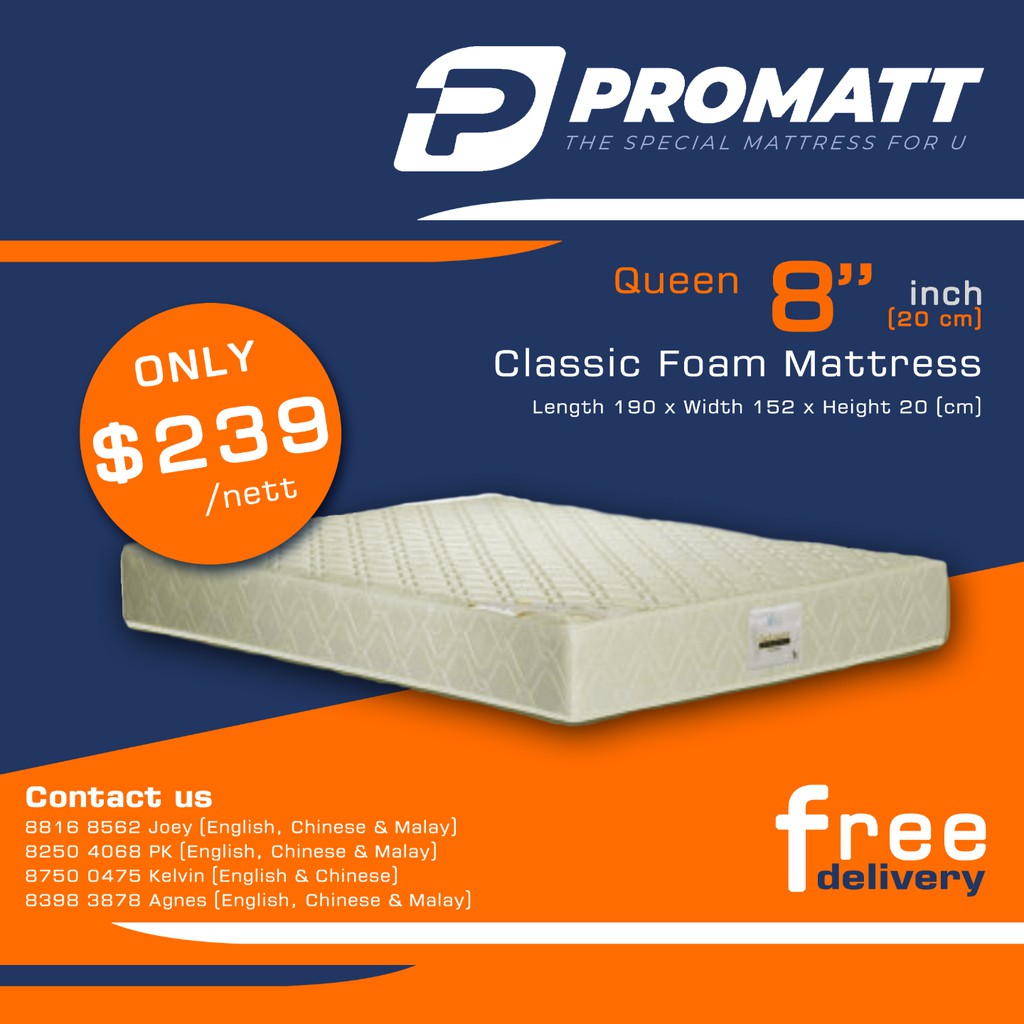 PROMATT Homestay Grade Collection | Single 4" & 6"inch Classic Foam  Mattress | Mattress Singapore