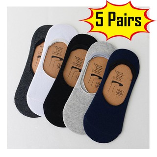 5 Pairs Men's Invisible No Show Nonslip Loafer Boat Ankle Low Cut Cotton Socks