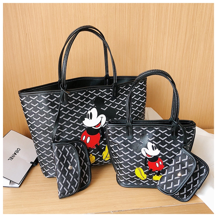 New Goyard Emo Cartoon Mickey Mouse Dog Tooth Bag Female Korea Large Capacity Mouse Shopping Bag Mother Bag Tote Bag Shopee Singapore