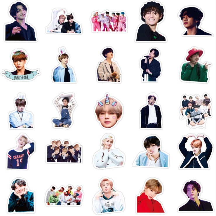 50pcs kpop bts photo stickers cute bangtan boys for cellphone cup notebook diary decor shopee singapore