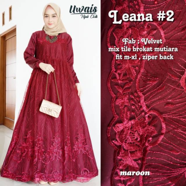 Leana 2 Gamis Party MIX TILE Brokate MUTIARA // Kafia Robe Party Today |  Shopee Singapore