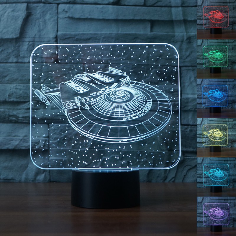 Star Trek 3d Night Light 7 Colors Gradient Enterprise Usb Led