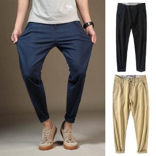 Image of Men's Casual Pants Size 42 44 46 48 Large Plus Size Korean CStretch Cotton Trousers Trendy Navy Blue Khaki Black