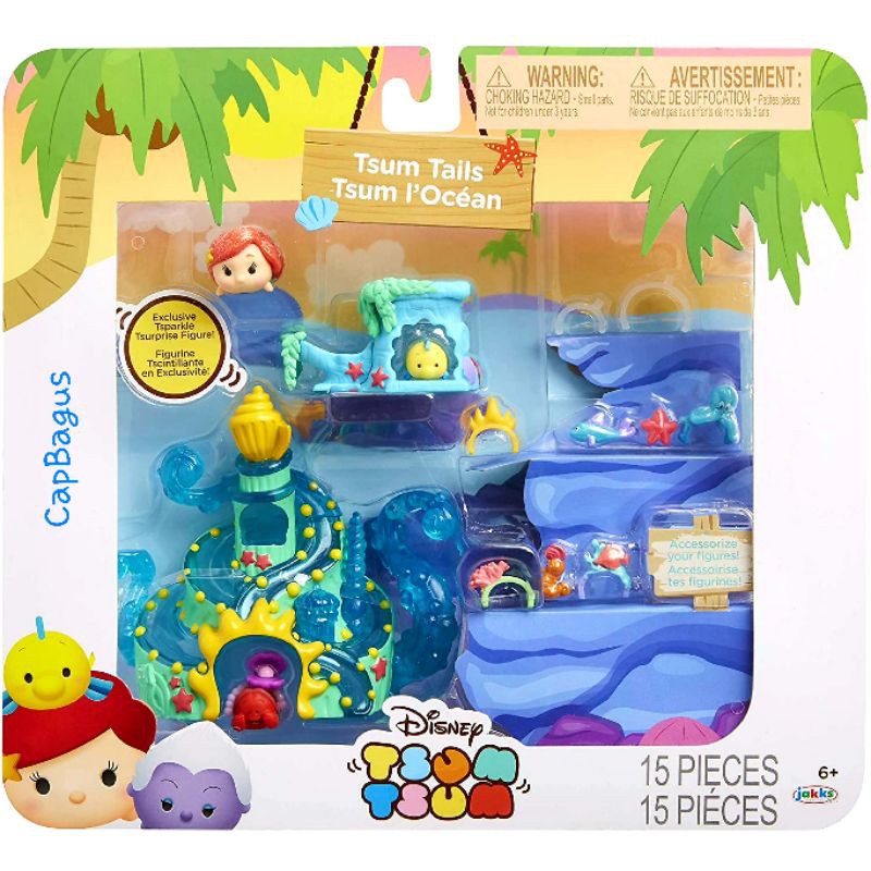 Disney Tsum Tsum Ariel Little Mermaid Tail Ocean Figure Playset 15 ...