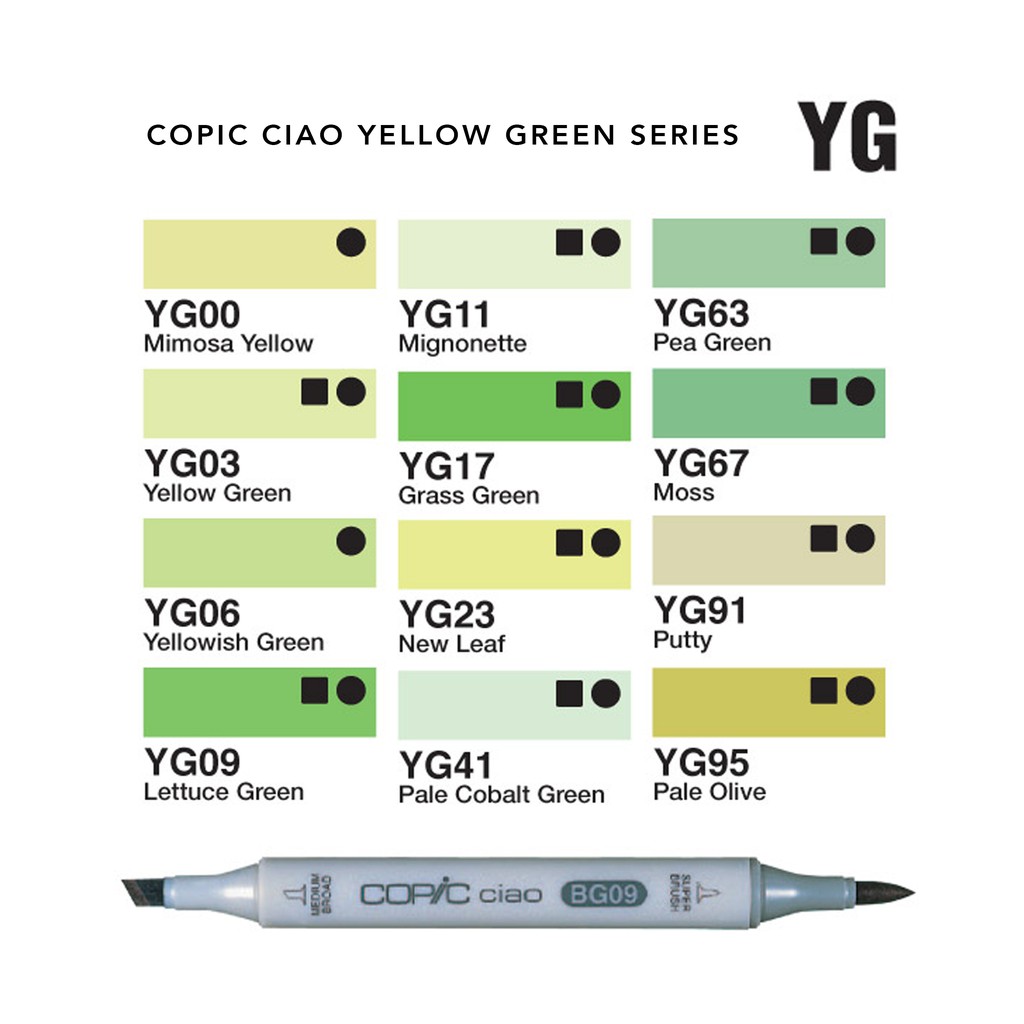 Individual Copic Ciao [YG SERIES] 180 All Colors Markers Professional