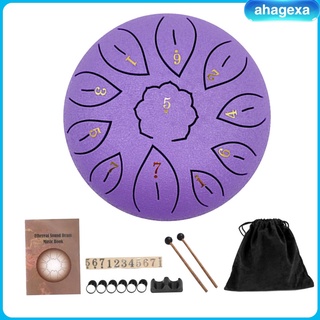 [Ahagexa] 11 Tone 6 Inch Steel Tongue Drum Hand Pan Percussion Instrument and Music Book Notes Stickers Music Education Yoga Meditation Gift