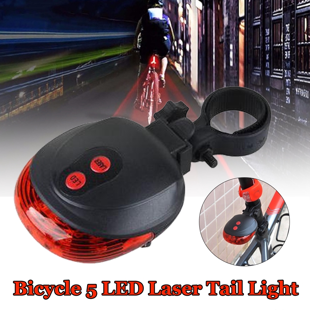 5 Led Red Holder Lights Bicycle Bike Beam Rear Back Tail Flash Safety Lamp Light