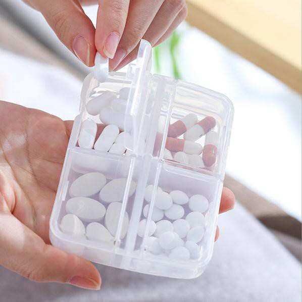 Pillbox Small Pill Box Easy To Carry Small Box One Week Pillbox Japan 4 Grid 8 Grid Pill Box Portable Packaging 7 Days Portable Pill Tablet Pill Large Capacity Travel Storage Small