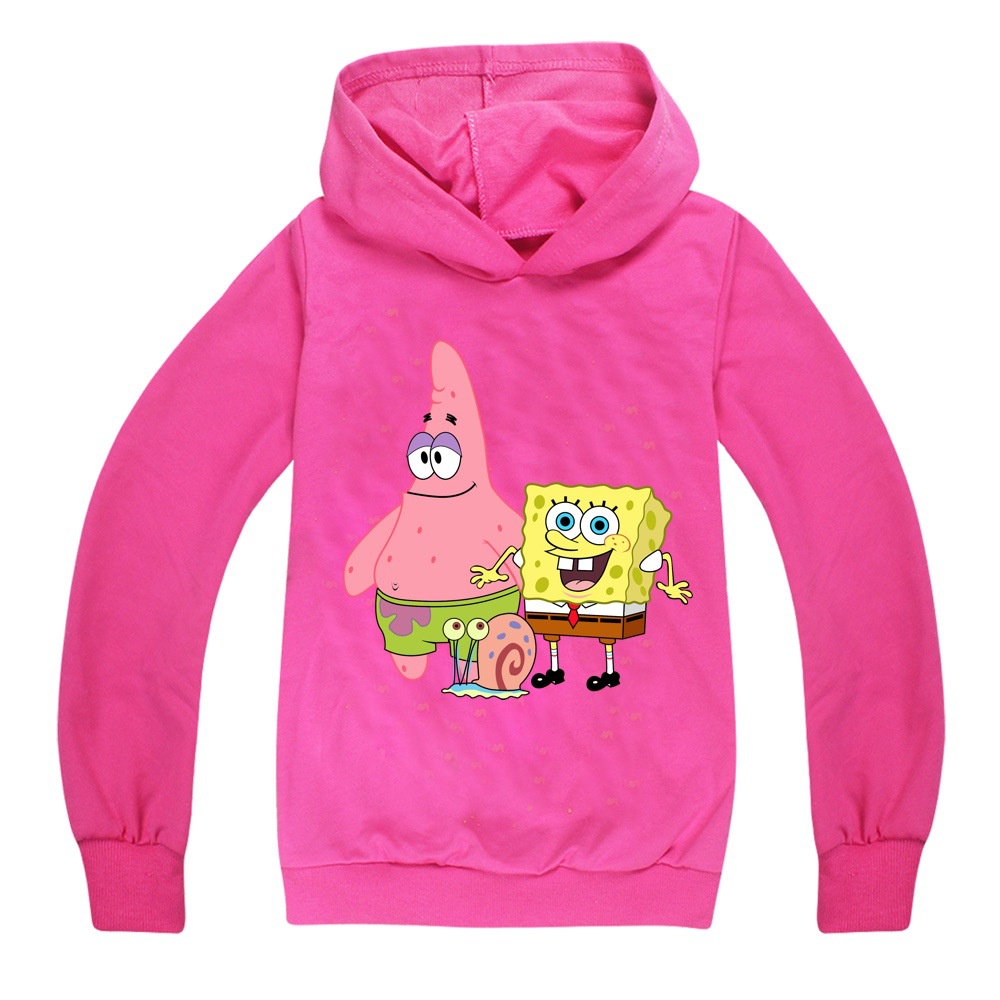 Gin-back Kids Boys Girls Spongebob Pullover Hooded Sweatshirts-Fleece Long Sleeve Hoodies and Sweatpants Set 