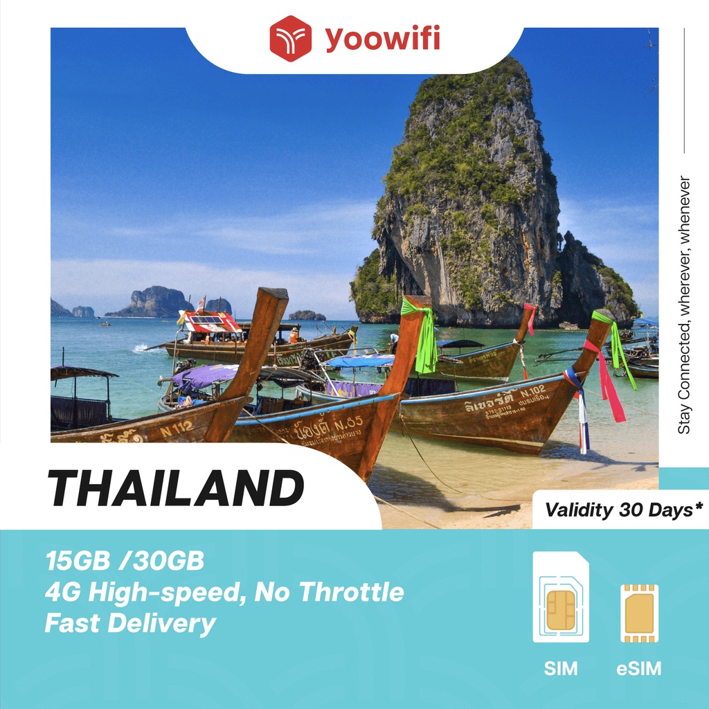 [Yoowifi] Thailand Travel SIM & eSIM 15GB/30GB 4G LTE High-speed | no trottle | hotspot | no restrictions on apps