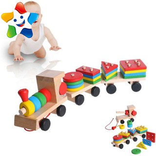 wooden train with blocks