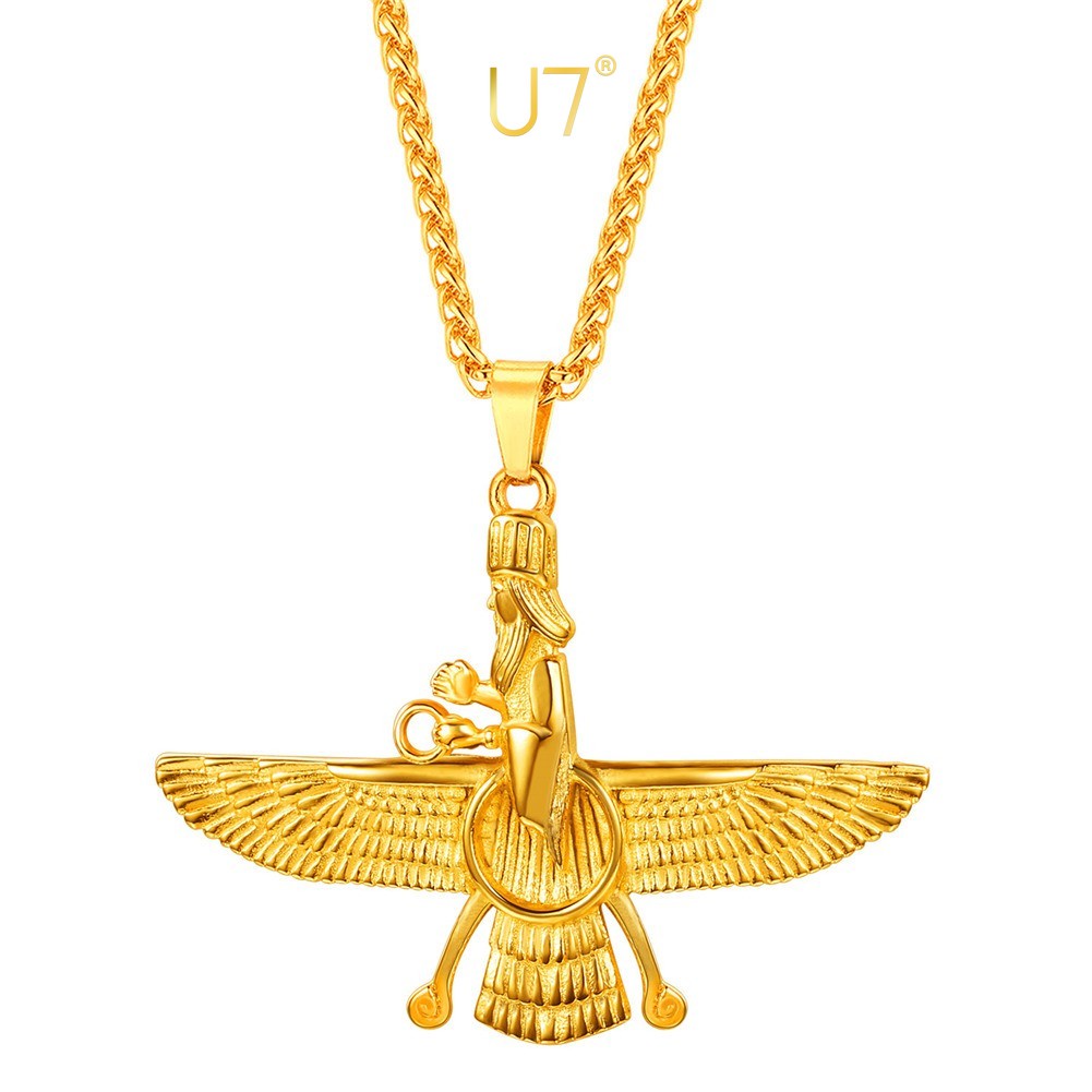 U7 Men Farvahar Zoroastrian Jewelry Ahura Mazda Symbol of Iran Persian Necklace Shopee Singapore