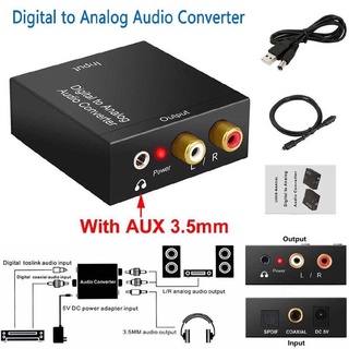 Digital to Analog Audio Converter Coaxial Optical Toslink Cable RCA 3.5mm AUX SPDIF RCA L/R Stereo Audio Adapter