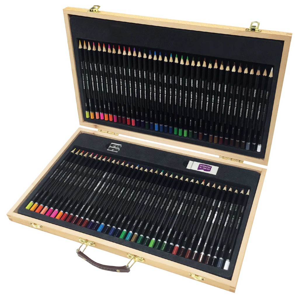 Derwent Academy Wooden Gift Box 72's Watercolour Pencils and Colour