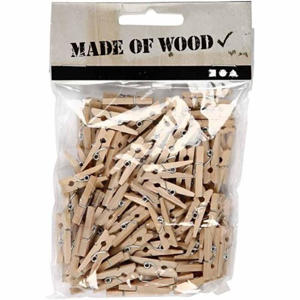 100Pcs 25mm Mini Wooden Photo Paper Peg Clothespin Clothes Shopee