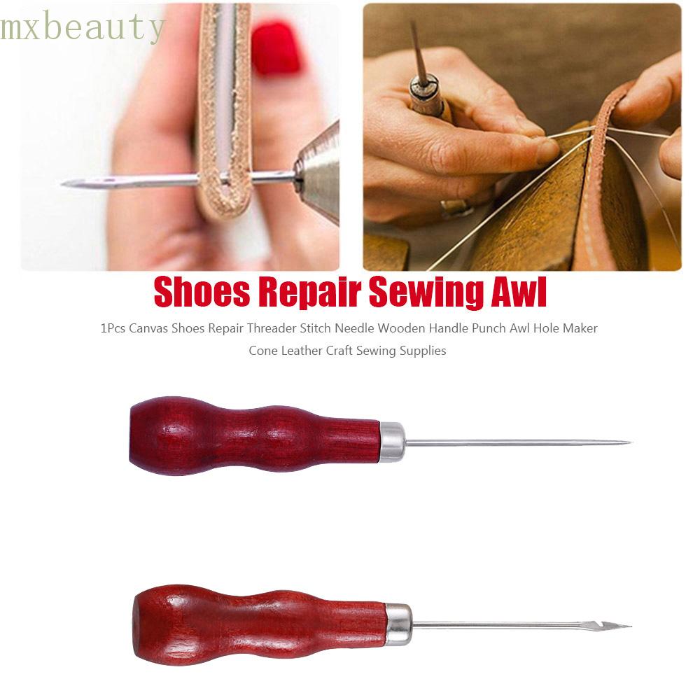 3 Stlye Set Wooden Handle Leather Stitching Sewing Awl Repair Tool,Handle Sewing Awl 