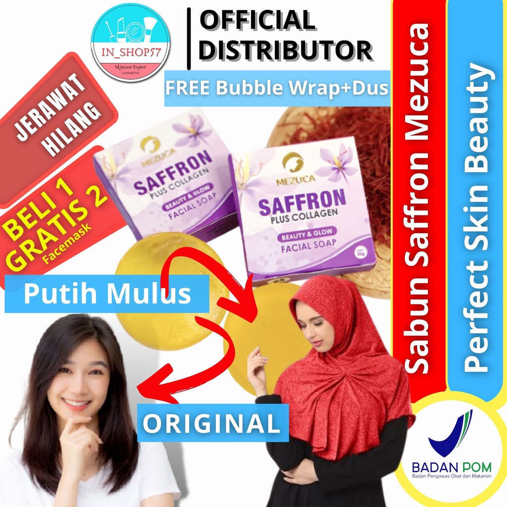 Mezuca Saffron BPOM Safron Soap Natural Facial Whitening Original Plus