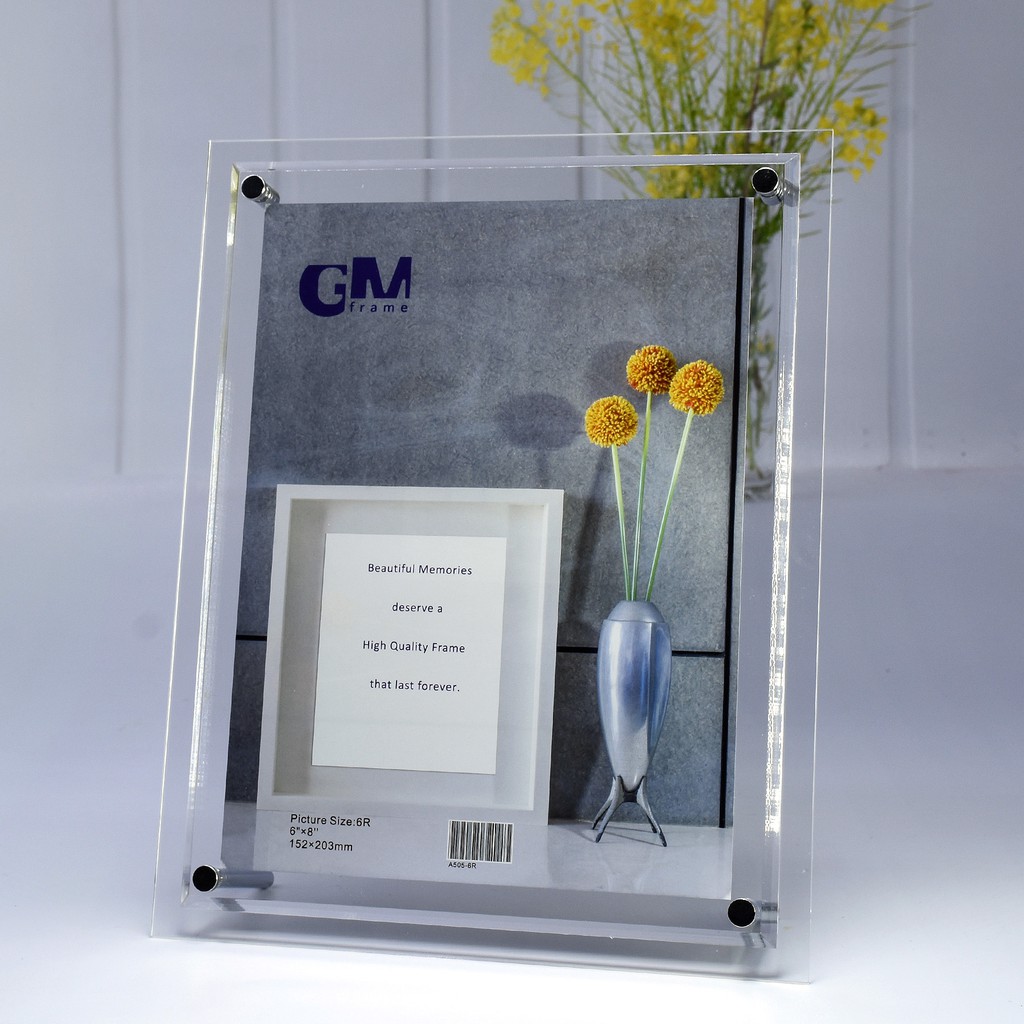 Acrylic Clear 2 Layer Frame with Bevel Edge Photo Frame Certificate