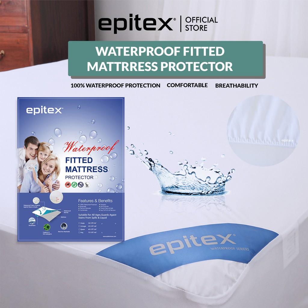 Epitex Fitted Waterproof Fitted Mattress Protector [4 Sizes] Bed