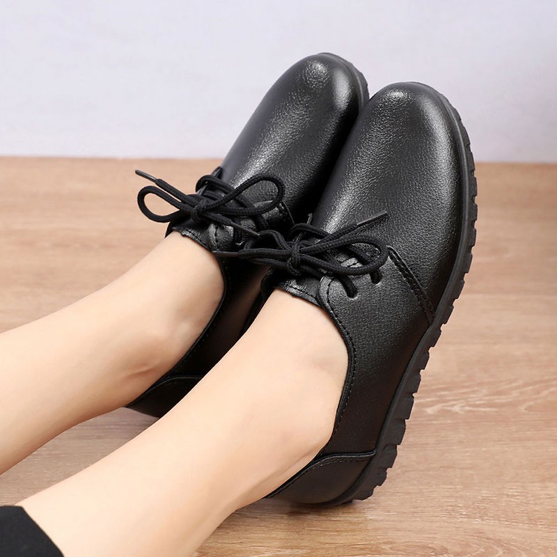 black leather non slip womens shoes