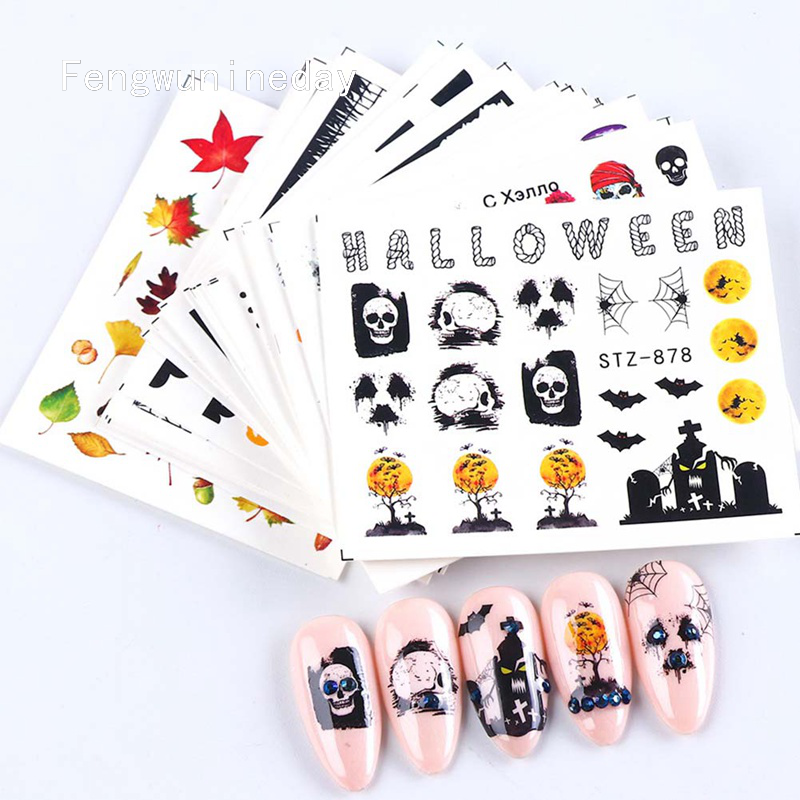 Halloween Nail Stickers Day Of The Dead Water Transfer Nail Decals Skull Ghost Eye Hulk Clown Witch Nail Art Stickers Shopee Singapore