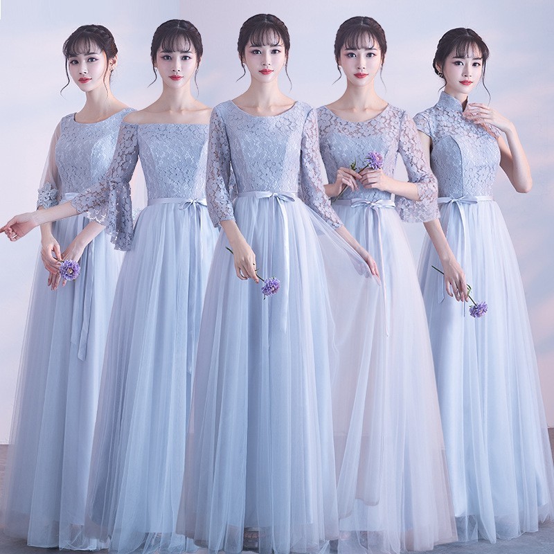Elegant Gray Wedding Dinner Evening Dress Gown Bridesmaid Dresses
