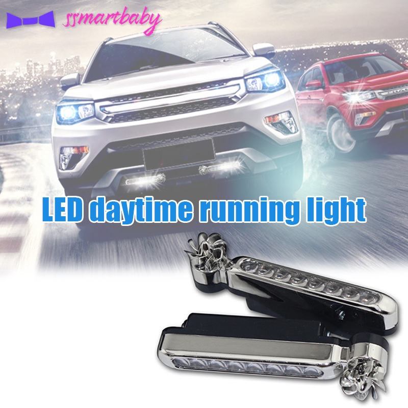 Liveday 2Pcs Universal Wind Energy Car Daytime Running Lights 8 LED Daylight Headlight Lamp No External Power Supply Car Modification Easy to Install 