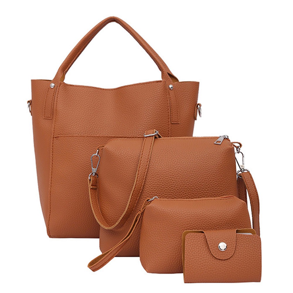 Women Four Set Handbag Shoulder Bags Four Pieces Tote Bag Crossbody Wallet | Shopee Singapore