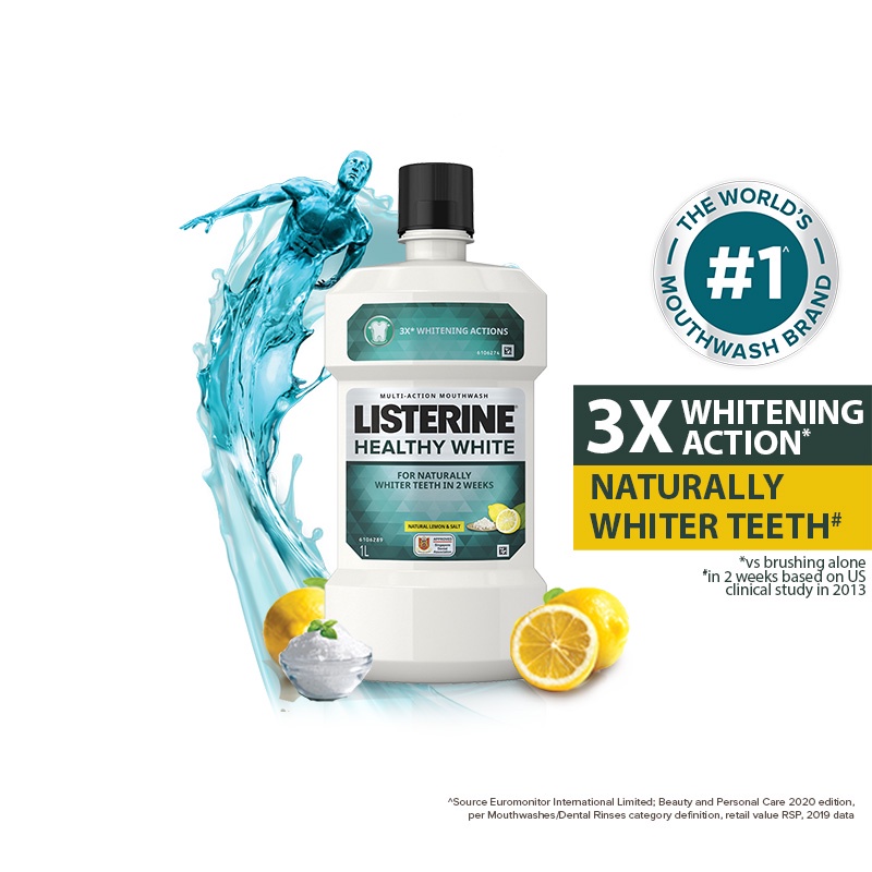 Listerine Healthy White Mouthwash, 1000ml Shopee Singapore
