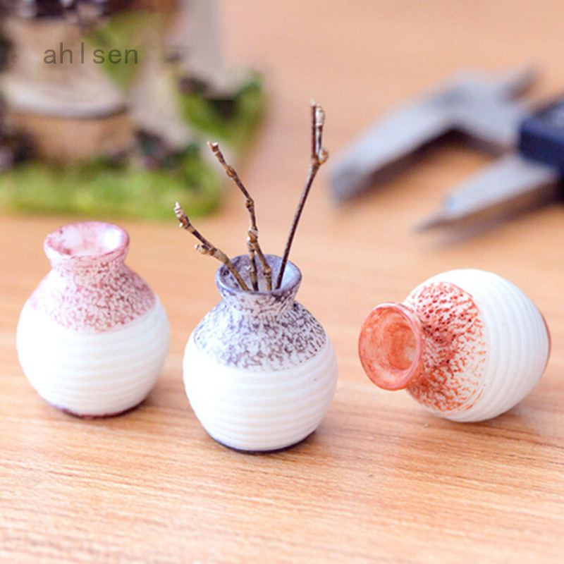 Ahlsen Diy Cute Mini Flower Vase Miniatures Home Decor Accessories Terrarium Figurines Resin Craft Fairy Garden Bonsai Ee Singapore - Miniature Home Decor Items