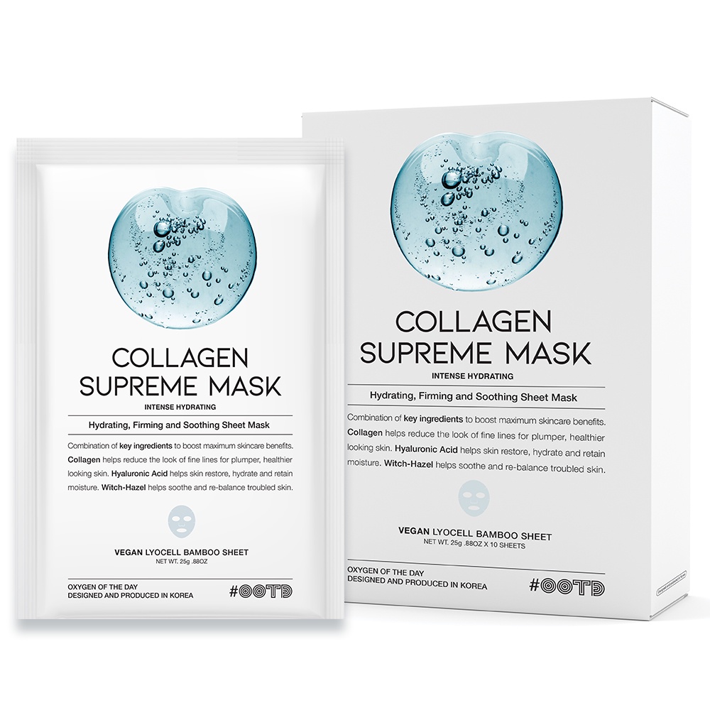 OOTD Intense Hydrating Collagen Vegan Sheet Mask 10 Pack Supreme Korean ...