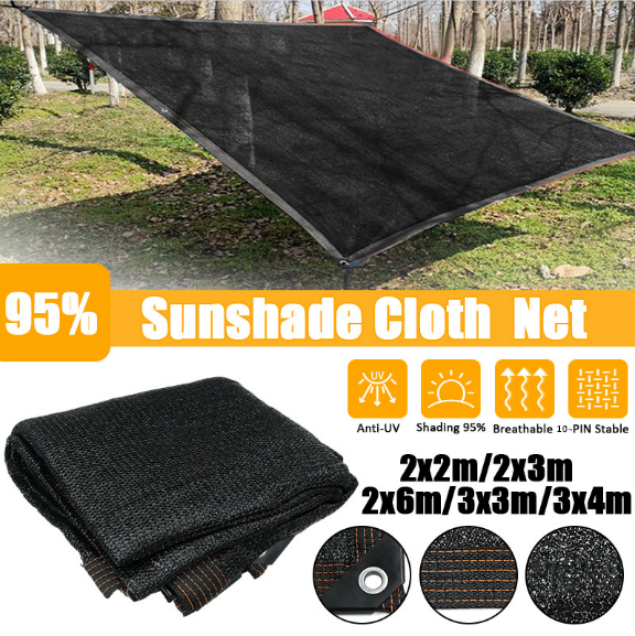 95% Shade Fabric Sun Shade Cloth Garden Netting Mesh with Grommets Waterproof for Pergola Cover Canopy with Bungee Balls