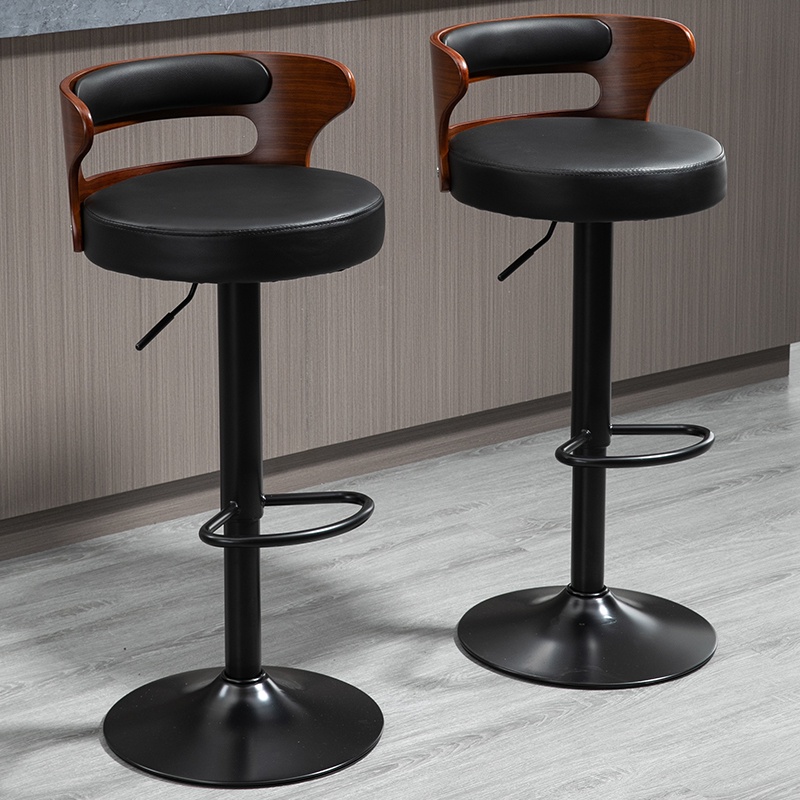 ENENEN Bar Chair Solid Wood Backrest Lift Swivel High Stool Bar Stool ...