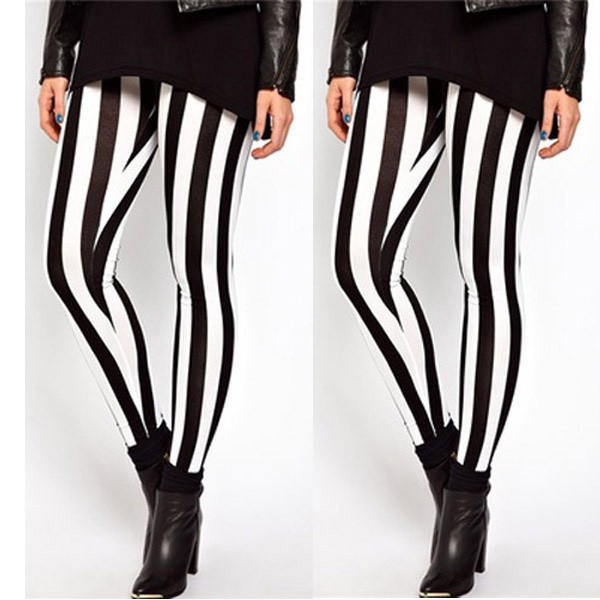 plus size black and white striped pants