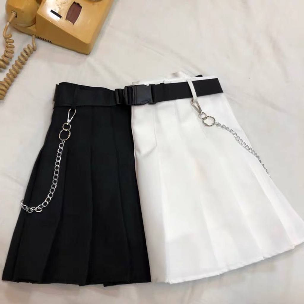 white skort with belt