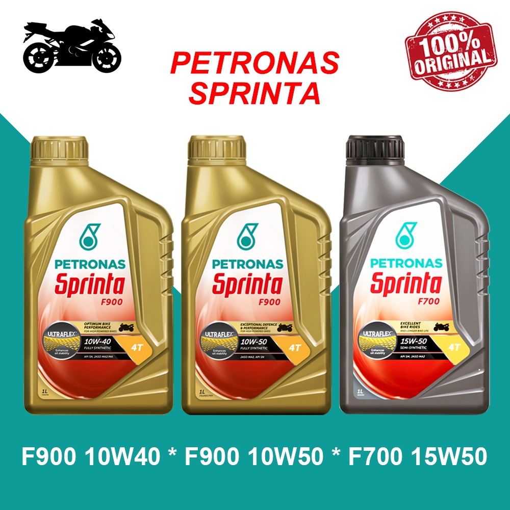 Petronas Sprinta 4t Motor Oil 1l Fully F900 10w40 10w50 Semi F700 15w50 Engine Oil Original Black Oil Shopee Singapore