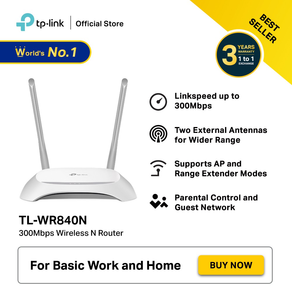TP-LINK TL-WR840N N300 Wireless WiFi Router, Works with all Telcos ...
