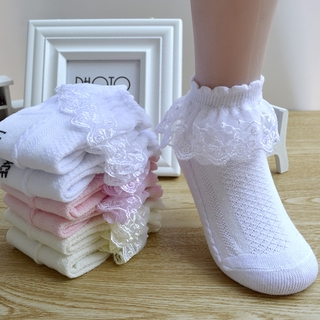 Fashionfox kids kids girl baby girl  lace socks girls cotton socksr mesh Japanese Lace Princess socks baby white dance