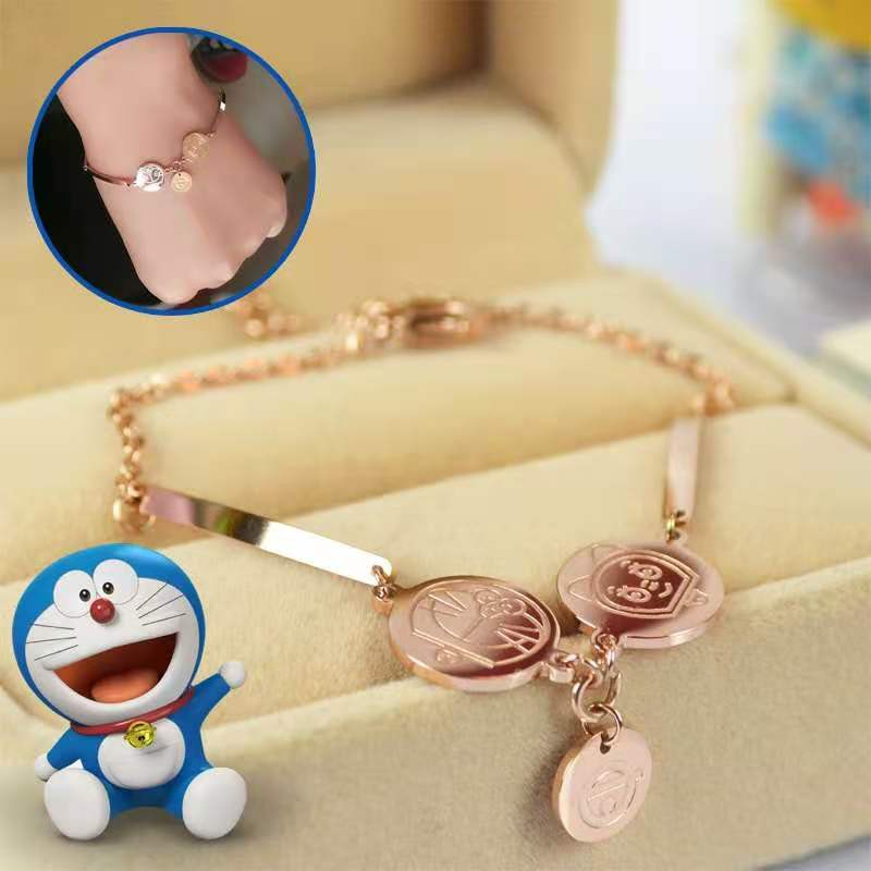 Doraemon bracelet Titanium steel bracelet 18k gold cartoon character