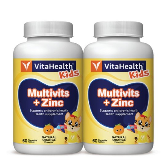 Vitahealth Kids Multivits + Zinc Orange 60’s x 2 Kids Children Multi Vitamins