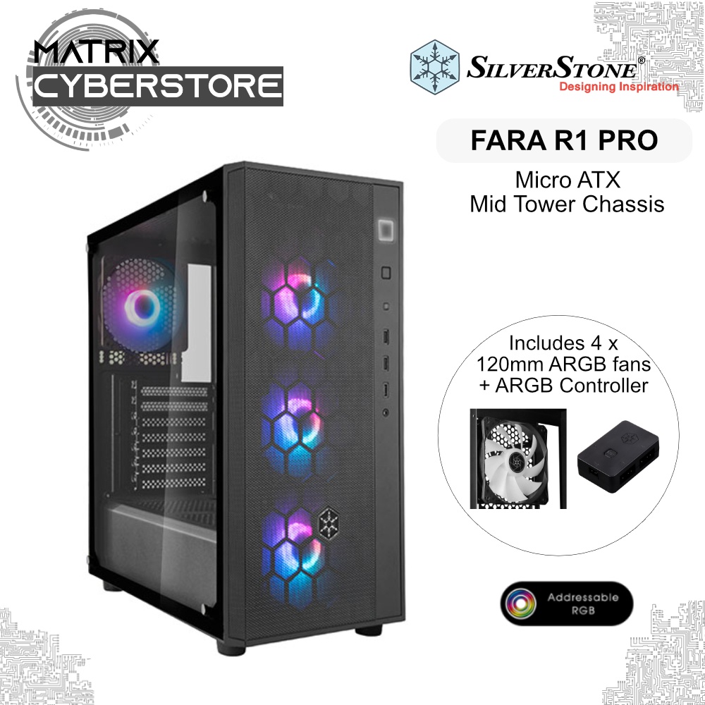 Silverstone FARA R1 Pro V2 Mid Tower ATX Chassis with ARGB - with 4 x ...