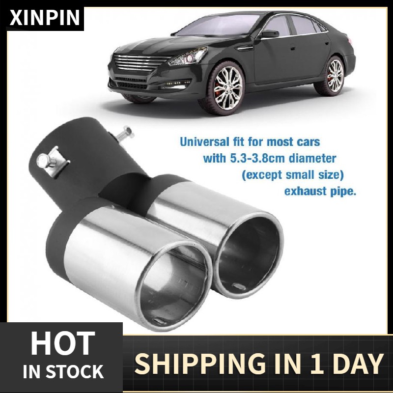 Stainless Steel Universal Car Curved Dual Exhaust Pipe Rear Muffler Tip Tail Throat Shopee Singapore