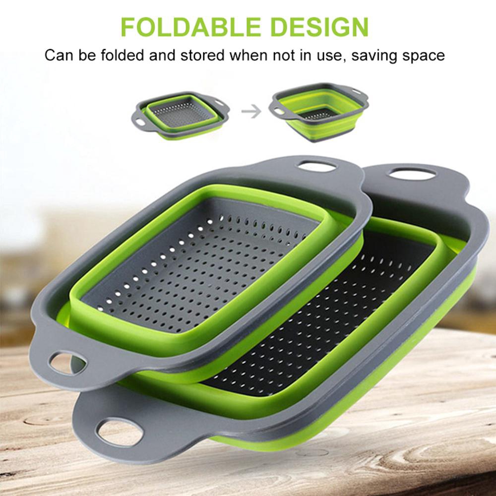 Square Drain Basket Kitchen Gadgets Collapsible Dish Tub Shopee