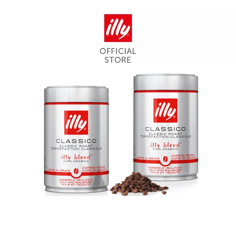 illy Ground Coffee & Whole Bean 2 Can Bundle (250g) Classico