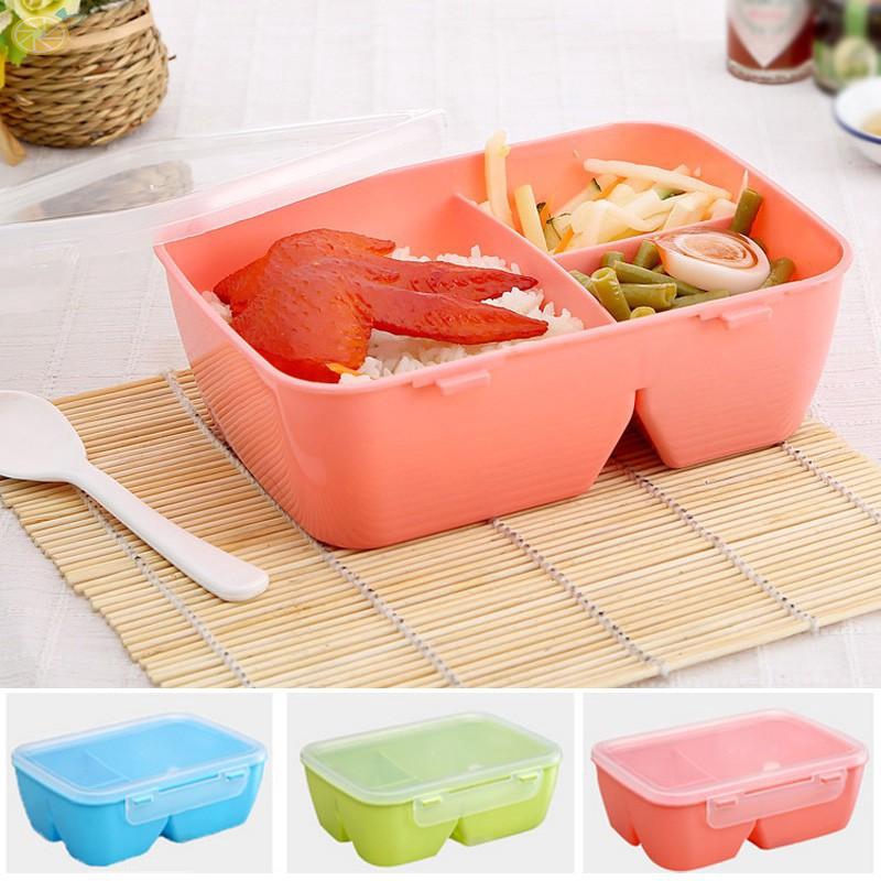 Hot Round Portable Microwave Lunch Box Picnic Bento Food Container Storage+Spoon