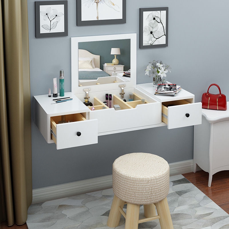 Nordic Dressing Table Solid Wood Wall Mounted Dressing Table Painted Bedside Table Small Apartment Mini Bedroom Flip Dressing Table Shopee Singapore