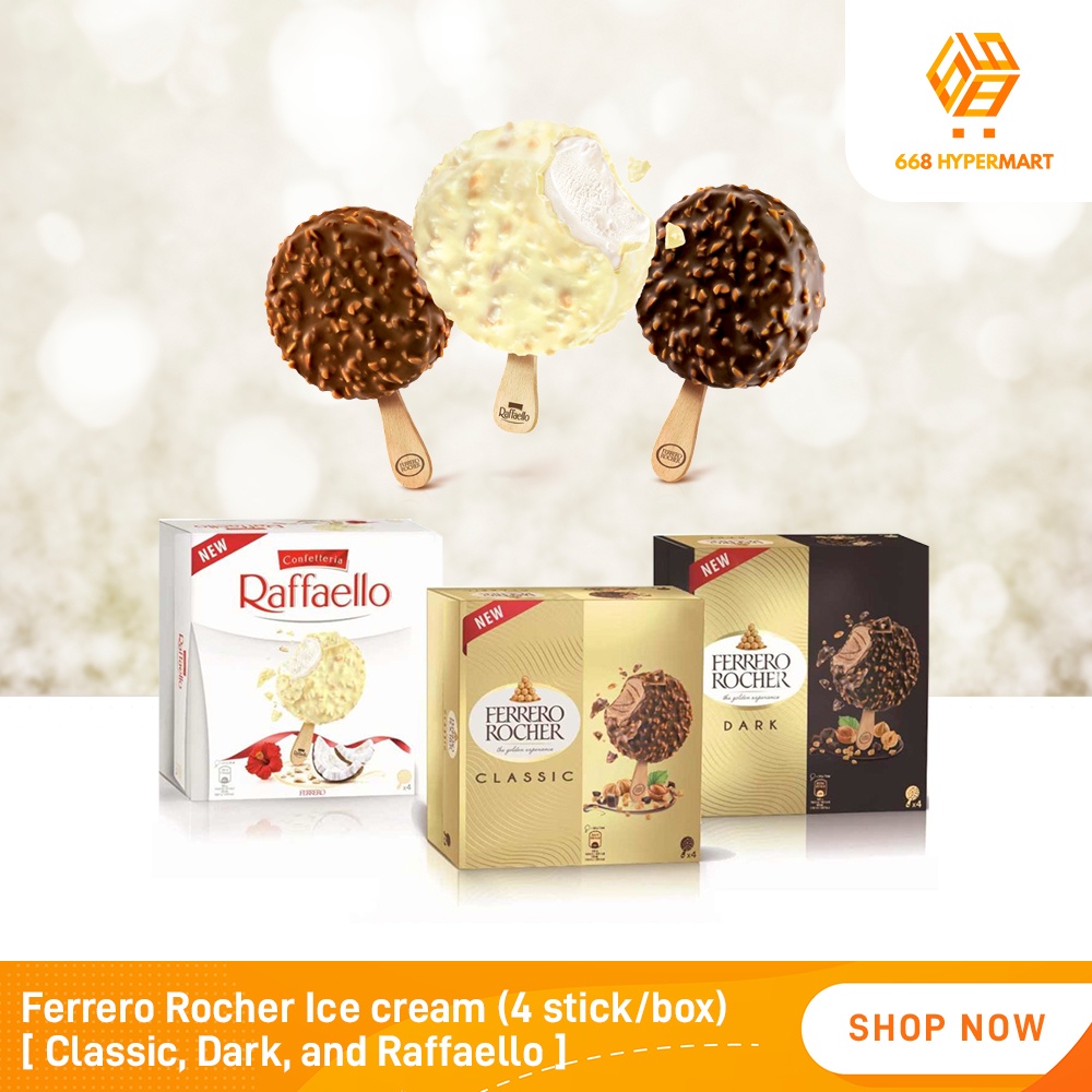 [BUNDLE OF 2]Ferrero Rocher Ice cream ( 4 stick/ box )  [ Classic, Dark ] NEW EXCLUSIVE