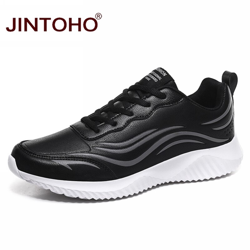 mens black leather running shoes