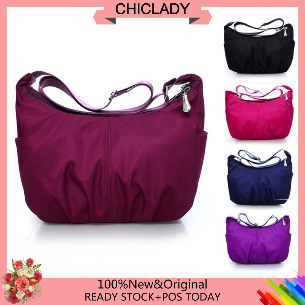 Waterproof Nylon Shoulder Bag Large Capacity Women Sling Bag Shopee