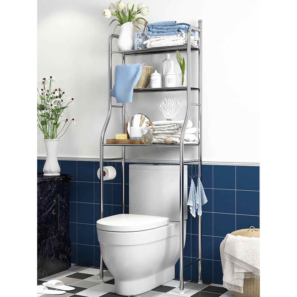 3 Tiers Bathroom And Toilet Organizer Shelves Rack White Black Stainless Steel Rak Bilik Air Rak Shopee Singapore